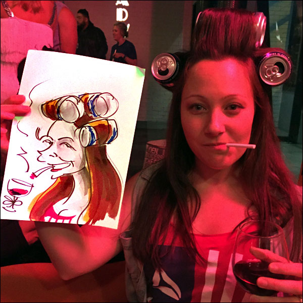 live caricature private fancy dress party woman